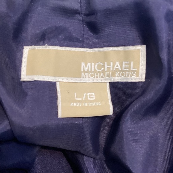 MICHAEL Michael Kors Wool Blend Short Sleeve Tie-Back Jacket Size L Navy - Picture 6 of 7